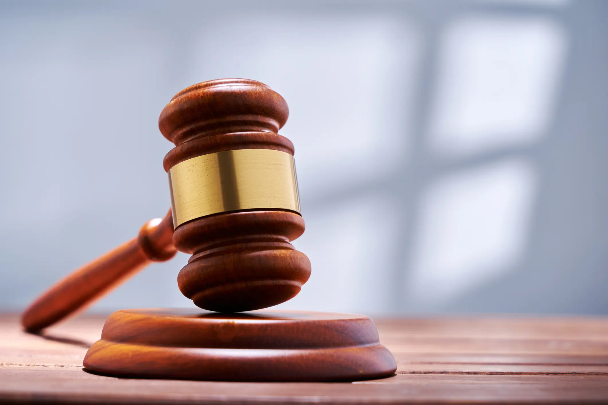 Legal gavel in bright room