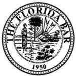 A black and white image of the florida bar seal.